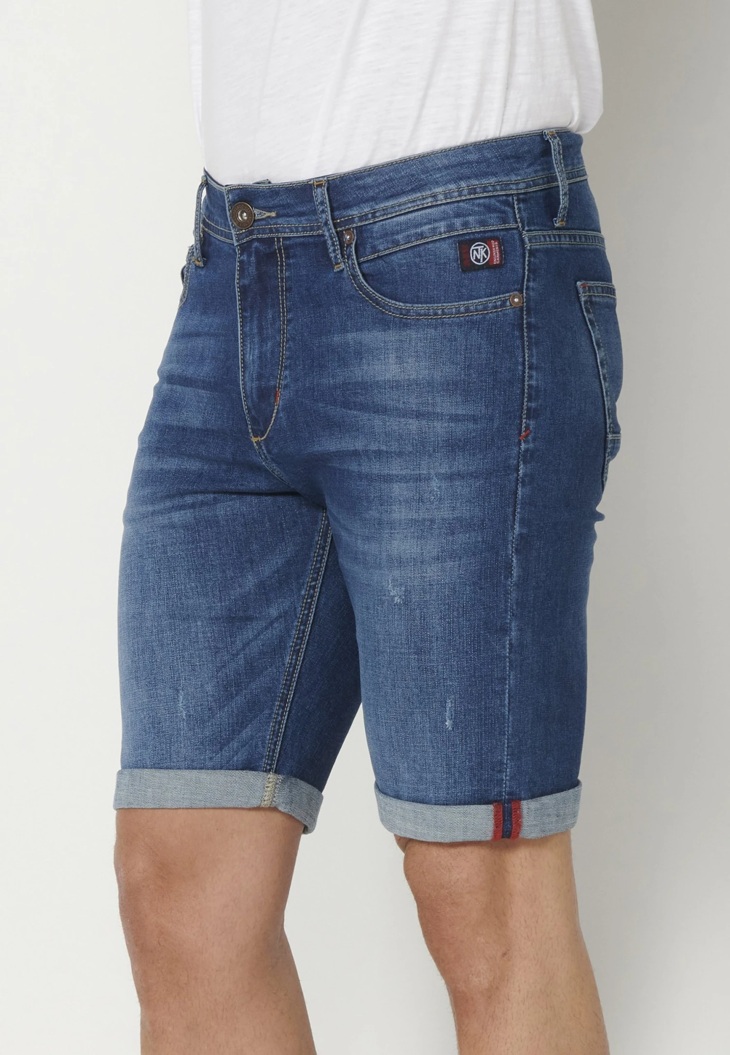 Koroshi Bermuda Cowboy Strecth- Jeansshort - Azul Med Medium Blue - Afbeelding 5