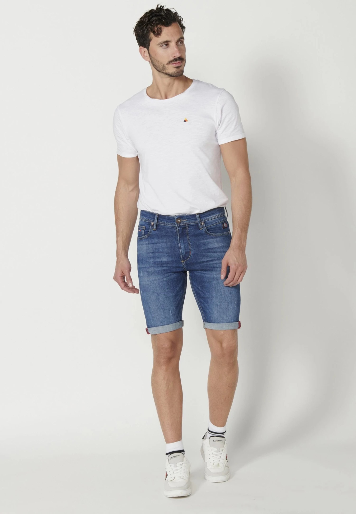 Koroshi Bermuda Cowboy Strecth- Jeansshort - Azul Med Medium Blue - Afbeelding 2