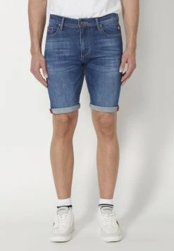 Koroshi Bermuda Cowboy Strecth- Jeansshort - Azul Med Medium Blue