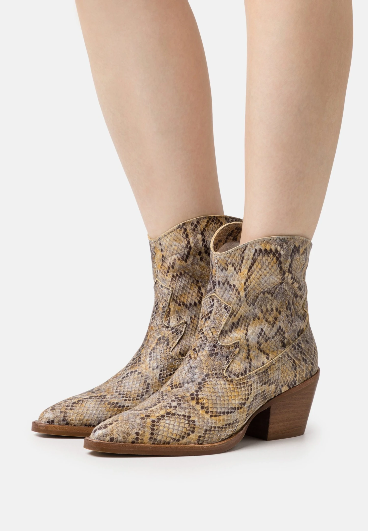 Bronx Jukeson - Cowboy-/Bikerlaarsjes - Oatmilk/Yellow/Black