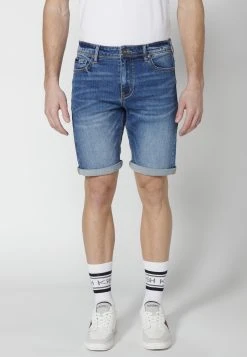 Koroshi Bermuda Cowboy Strecth Strect - Jeansshort - Azul MedMedium Blue